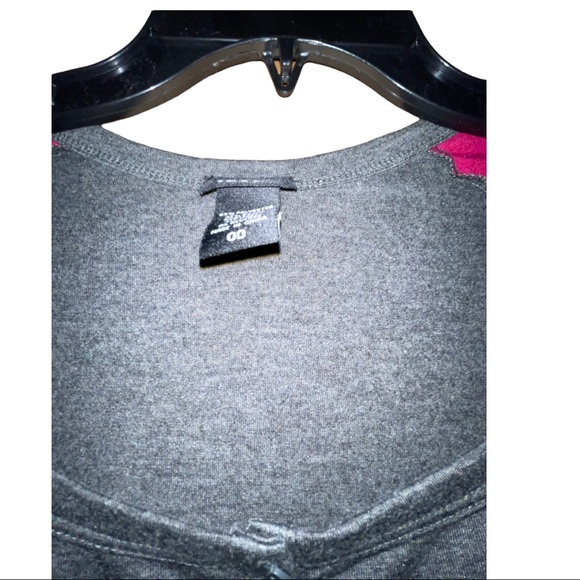 3 for $10 Bundle - Baseball grey t shirt with fuchsia sleeves. - Picture 3 of 3